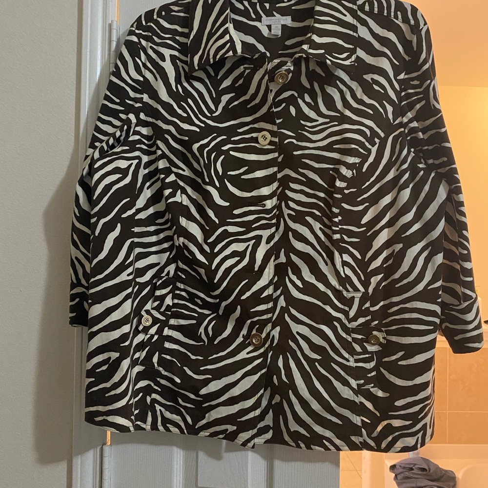 Size 3X Charter Club Animal Print Jacket with gold buttons. Cotton and Spandex.